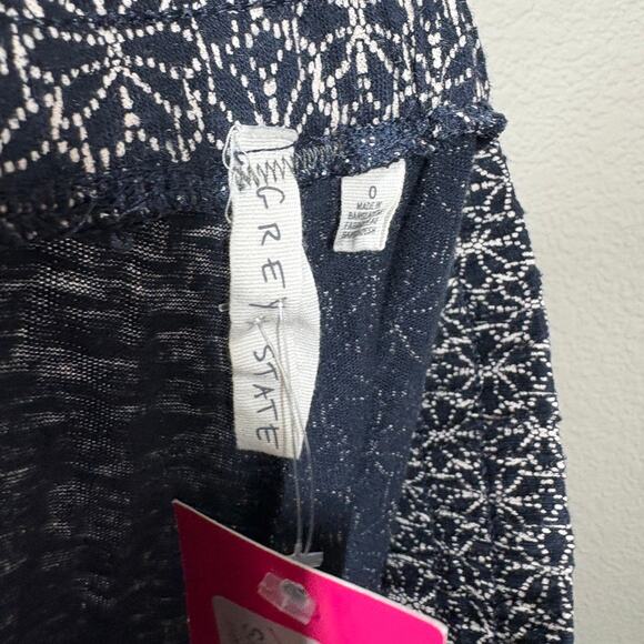 Grey State Womens XS Ulla Printed Pants Tile Print Navy Cotton Linen Elastic - Picture 10 of 10